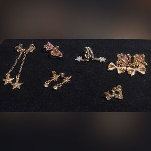 Pink Heart and Star Earrings Set